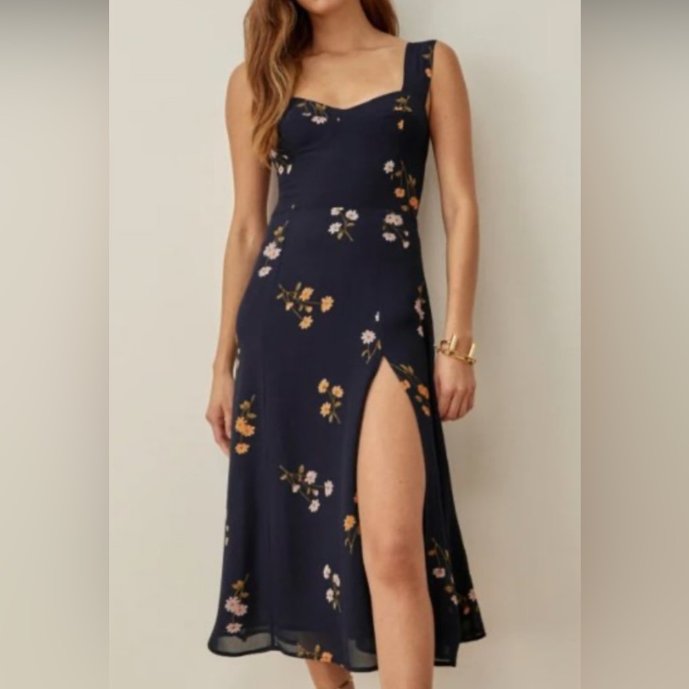 Reformation Fulton Dress Navy | Size 8